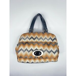 Missoni Vintage Top Handle Bag Orange Cream Black Classic Zig Zag Print Purse